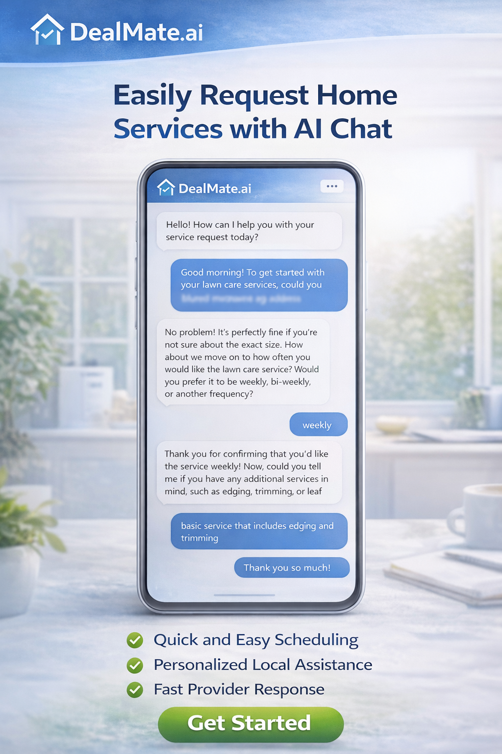 DealMate.ai - Easily Request Home Services with AI Chat